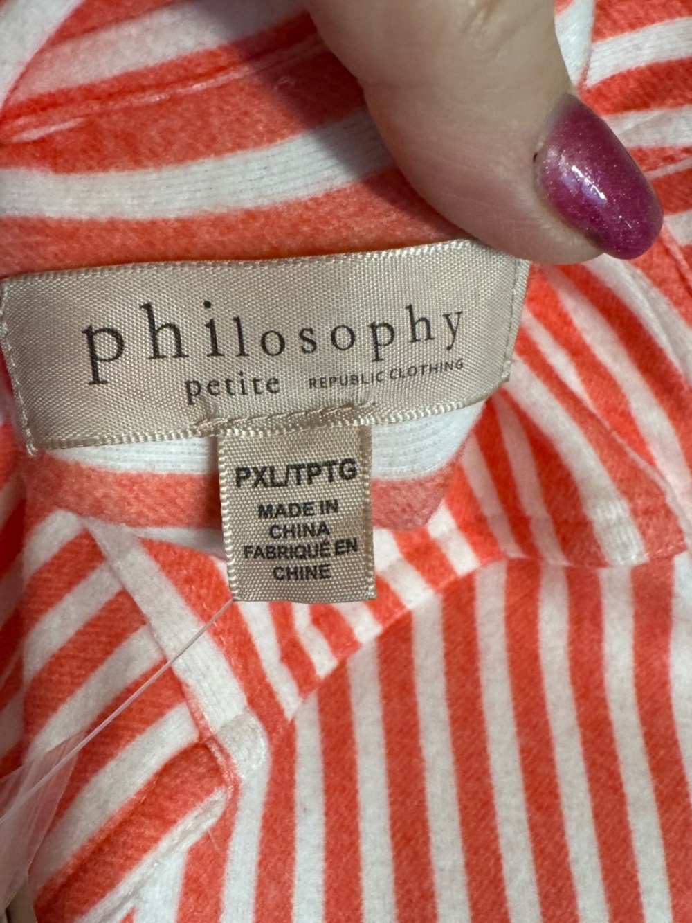 NWT RET: $78 Philosophy Poppy Red/Ivory Striped Button-Down Shirt XL/PET #CL - Picture 10 of 12